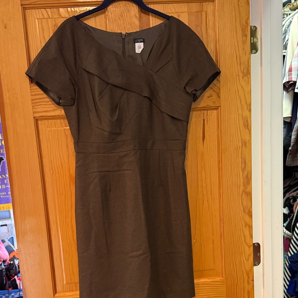 J Crew Brown Cap-Sleeve Sheath Dress